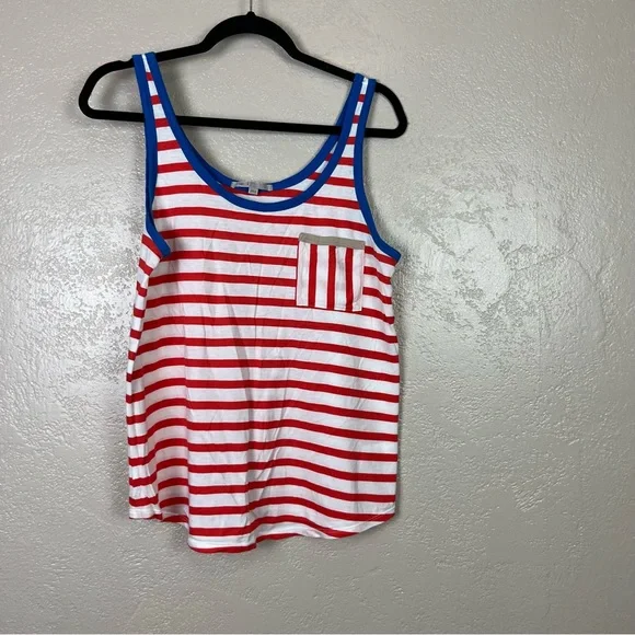 Gap women navy blue white red striped tank top size M - Picture 8 of 10